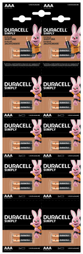 Элемент питания DURACELL LR03 отрывной SIMPLY BL20 2*10 (20/240/33600) (Б0051816)
