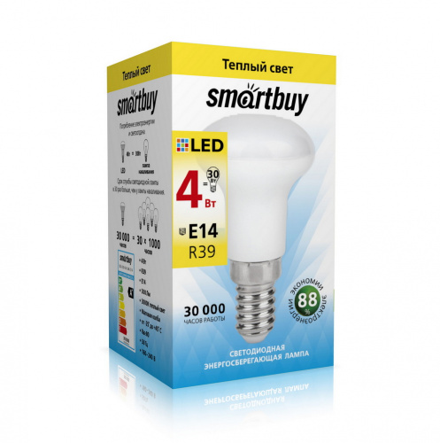 Лампа светодиодная SMARTBUY R39 4Вт 220V 3000K E14 (рефлекторная, теплый свет) (10/100) (SBL-R39-04-30K-E14)