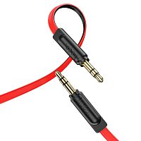 Кабель AUX, Jack 3,5mm(m) - Jack 3,5mm(m) HOCO UPA16, 2.0м, плоский, силикон, цвет: красный (1/37/370) (6931474745392)