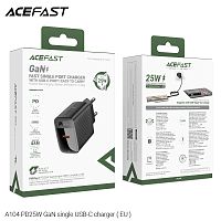 Блок питания сетевой 1 Type-C ACEFAST A104, PD25Вт, QC3.0, цвет: чёрный (1/15/120) (6974316283355)