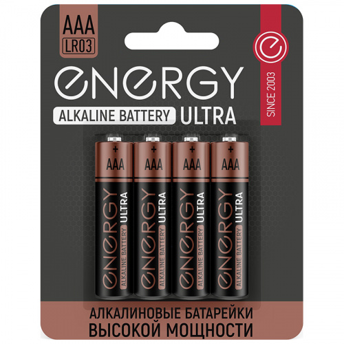 Элемент питания Energy серия Ultra типоразмер LR03 блистер4 (АAА) (4/48/576) (104406)