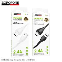 Кабель USB - микро USB Borofone BX121 Energy, 1.0м, круглый, 2.4А, ПВХ, цвет: черный упакован (1/360) (6941991123047)