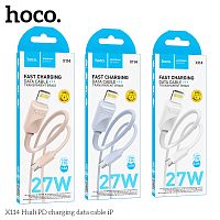 Кабель Type-C - 8 pin HOCO X114 Energy, 1.0м, круглый, PD27Вт, ПВХ, цвет: голубой (1/31/310) (6942007647045)