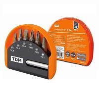 Набор бит TDM №1, 6 бит: SL, PH , PZ , удлин-ль CR-V сталь, в пласт. держат., «Алмаз» (1/12/144) (SQ1019-0101)