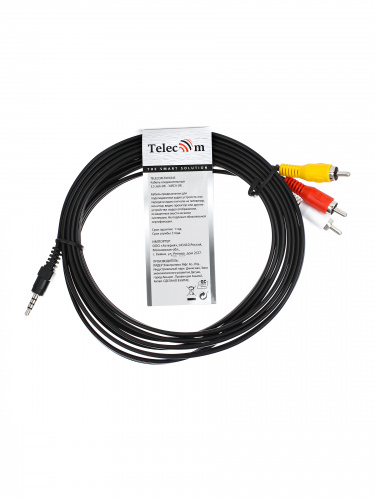 Кабель соединительный TELECOM 3.5 Jack (M) / 3 RCA (M), 3 м. (1/100) (TAV4545-3M) фото 3