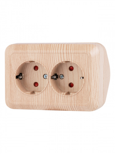 Розетка TDM угловая двойная 2П+3 открытой установки с з/ш IP20 250В 16А сосна "Ладога" (6/72) (SQ1801-0443) фото 4