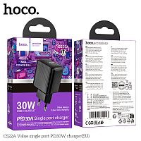 Блок питания сетевой 1 Type-C HOCO CS22A Value, 3000mA, пластик, QC3.0, PD30Вт, цвет: чёрный (1/32/192) (6942007609913)