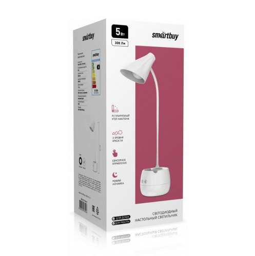 Светильник светодиодный SMARTBUY настольный, 5 Вт, белый (SBL-DL-5-alu-w)(1/50)