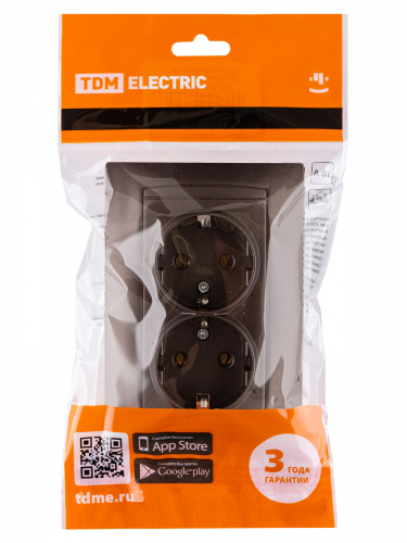 Розетка двойная 2П+З 16А 250В шоколад , с/у, "Лама" (6/72) TDM (SQ1815-0525) фото 2 Розетка двойная 2П+З 16А 250В шоколад , с/у, "Лама" (6/72) TDM (SQ1815-0525) фото 2