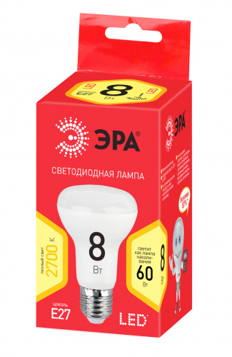 Лампа светодиодная ЭРА RED LINE LED R63-8W-827-E27 R Е27 / E27 8 Вт рефлектор теплый белый свет (1/100) (Б0050701) фото 4