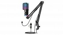 Микрофон RITMIX RDM-278S Игровой чёрн. струбц, пантограф, конденс, кардиоида, Type-C-USB A/Type-C, Jack 3,5мм на наушн, подсвет, шумопод (1/10) (80006439)