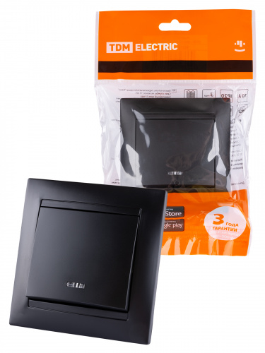 Выключатель 1 кл. с подсветкой 10А графит , с/у, "Лама" (10/120) TDM (SQ1815-0604) Выключатель 1 кл. с подсветкой 10А графит , с/у, "Лама" (10/120) TDM (SQ1815-0604)