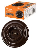 Розетка TDM скрытой установки фарфоровая 2П 10А 250В коричневая «Болонь» (1/36) (SQ1820-0421)