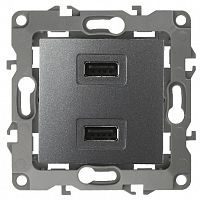 Устройство зарядное USB ЭРА, серии ЭРА 12, 230В/5В-2100мА, IP20, графит (6/60/1920) 12 -4110- 12