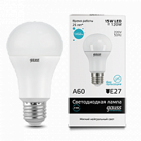 Лампа светодиодная GAUSS Elementary A60 15W 1450lm 4100K E27 1/10/50 (23225)