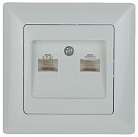 Розетка INTRO информационная 2xRJ45, СУ, Solo, белый (10/200/2400) 4-304-01 (Б0043389)