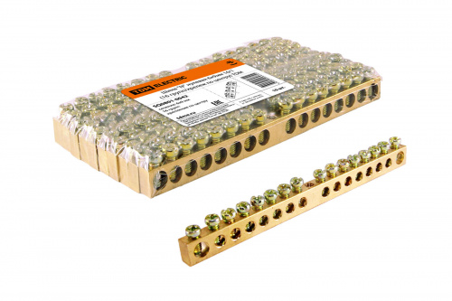 Шина "N" нулевая 6х9мм 16/1 (16 групп/крепеж по центру) TDM (10/300) (SQ0801-0042)