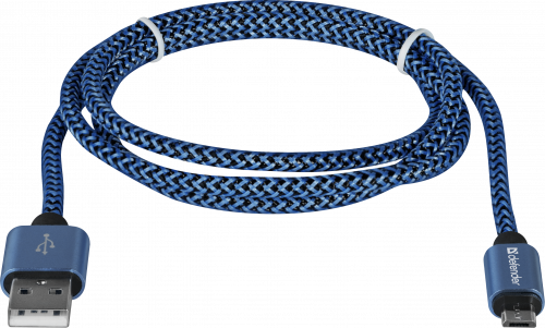 Кабель DEFENDER USB08-03T PRO USB2.0, синий, AM-MicroBM, 1m, 2.1A (1/100) (87805) фото 4