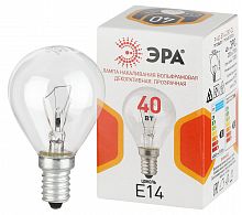 Лампа ЭРА накаливания P45 40Вт Е14 / E14 230В шар прозрачный (1/100) (Б0066547)
