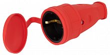 Розетка ЭРА RX10-R-IP44 каучуковая c заземлением 16А IP44 прямая красная (1/100) (Б0055419)