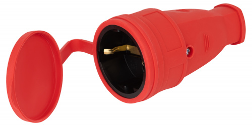Розетка ЭРА RX10-R-IP44 каучуковая c заземлением 16А IP44 прямая красная (1/100) (Б0055419)