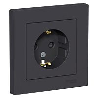 Розетка 1-м С/У ATLASDESIGN 16А IP20 с заземл. защ. шторки в сборе карбон Systeme Electric ATN001044 (1/5/20)