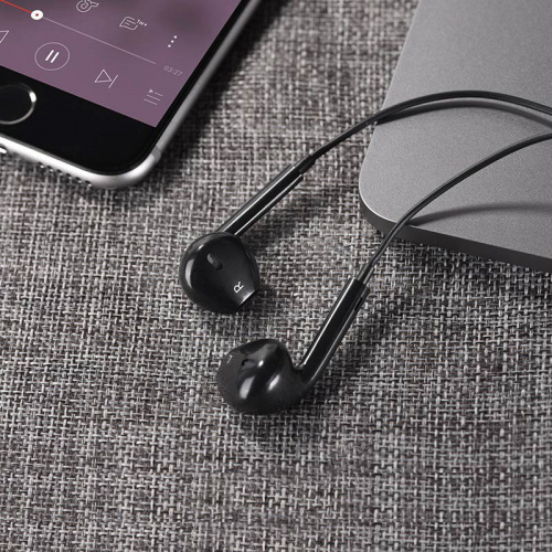 Наушники внутриканальные HOCO M55 Memory sound, микрофон, кнопка ответа, регулятор громкости, кабель 1.2м, цвет: чёрный (1/31/310) (6957531099949) фото 5