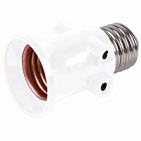 Переходник ECOLA с цоколя E27 на E27 с вых. на розетки Белый (10/300) (A7A27WEAY)