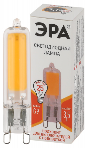 Лампа светодиодная ЭРА STD LED JCD-3,5W-GL-827-G9 G9 3,5Вт капсула теплый белый свет (1/500) (Б0049083) фото 2