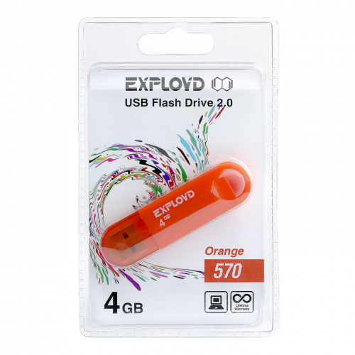 Флеш-накопитель USB  4GB  Exployd  570  оранжевый (EX-4GB-570-Orange) фото 5