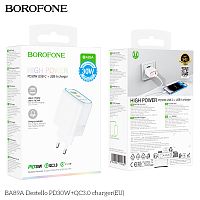 Блок питания сетевой 1 USB, 1 Type-C Borofone BA89A Destello, пластик, PD30Вт, QC3.0, цвет: белый (1/42/168) (6941991119361)