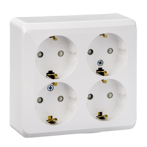 Розетка 4-м О/У ЭТЮД 16А 250В защ. шторки с заземл. бел. Systeme Electric PA16-208B (1/5/60)