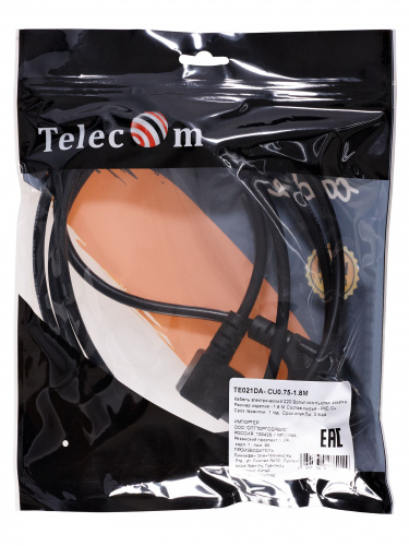 Кабель компьютер - розетка 220V EU (угол-угол)<VDE> 3GX0,75mm2, 1,8m, медь, Telecom <TE021DA-CU0.75-1.8M>  (1/60) фото 8