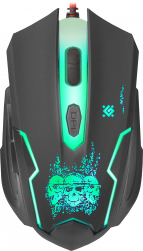 Мышь DEFENDER Skull GM-180L, USB, проводная, игровая, 6 кнопок, черная, длина кабеля 1,5 м. (1/40) (52180) фото 7