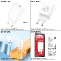 Блок питания сетевой 1 Type-C Borofone BA21A Pro Long, 3000mA, 20Вт, PD/ QC/ FCP/ AFC, цвет: белый (1/76/304) (6941991111402)