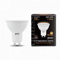 Лампа светодиодная GAUSS MR16 5W 500lm 3000K GU10 1/10/100 (101506105)