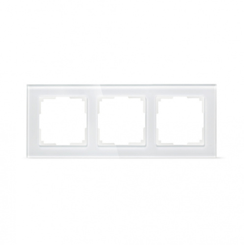 Рамка SMARTBUY 3-местная стекло белая "Нептун" (SBE-05w-Glass-FR-3)