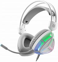 Гарнитура игровая DEFENDER Prism белый, RGB, провод 2 м (1/12) (62450)