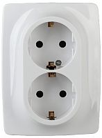 Розетка ЭРА, серии ЭРА 12, 2X2P+E Schuko, 16А-250В, б.л., белый (10/100/1800) 12 -2006-01