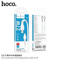 Кабель Type-C - 8 pin HOCO X37 Cool power, 1.0м, PD27Вт, круглый, 3.0A, силикон, цвет: белый (1/31/310) (6942007610056)