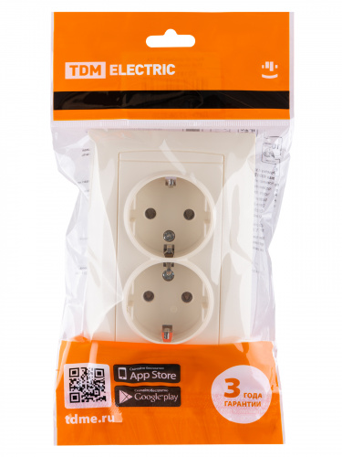 Розетка двойная 2П+З 16А 250В сл. кость , с/у, "Лама" (6/72) TDM (SQ1815-0125) фото 2 Розетка двойная 2П+З 16А 250В сл. кость , с/у, "Лама" (6/72) TDM (SQ1815-0125) фото 2