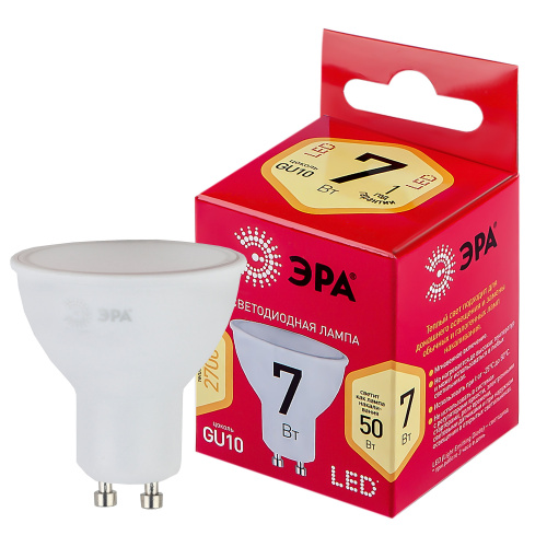 Лампа светодиодная ЭРА RED LINE LED MR16-7W-827-GU10 R GU10 7 Вт софит теплый белый свет (1/100) (Б0050198) фото 2