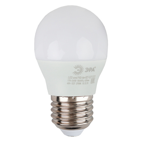 Лампа светодиодная ЭРА RED LINE LED P45-8W-827-E27 R Е27 / E27 8 Вт шар теплый белый свет (10/100/3600) (Б0053028) Лампа светодиодная ЭРА RED LINE LED P45-8W-827-E27 R Е27 / E27 8 Вт шар теплый белый свет (10/100/3600) (Б0053028)
