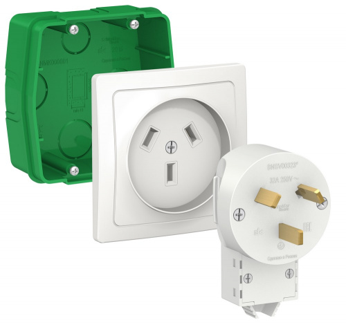 Комплект силовой С/У BLANCA 32А 250В монтажная коробка + розетка + вилка бел. Systeme Electric BLNSK013231 (1/6)