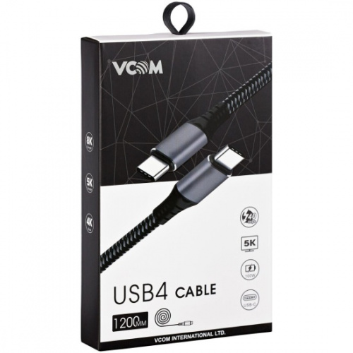Кабель USB4 Type-C(M)--Type-C(M), 5K@60Hz, 40GBps, PD 100W, 5A, VCOM, 1.2м <CU540M-1.2M> (1/60) фото 4 Кабель USB4 Type-C(M)--Type-C(M), 5K@60Hz, 40GBps, PD 100W, 5A, VCOM, 1.2м <CU540M-1.2M> (1/60) фото 4