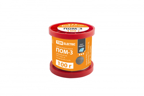 Припой ПОМ-3, проволока, ГОСТ 21931-76, Ø1 мм, 100 г, катушка, серия "Алмаз" TDM (1/10/80) (SQ1025-0341) Припой ПОМ-3, проволока, ГОСТ 21931-76, Ø1 мм, 100 г, катушка, серия "Алмаз" TDM (1/10/80) (SQ1025-0341)