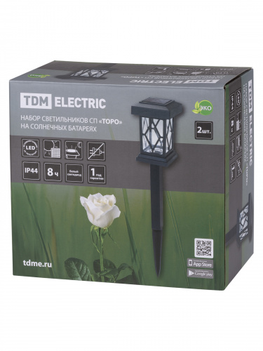 Набор Светильников TDM СП "Торо" на солнечных батареях, пластик, 10х44 cм, 2 шт, (1/12) (SQ0330-0107) фото 2 Набор Светильников TDM СП "Торо" на солнечных батареях, пластик, 10х44 cм, 2 шт, (1/12) (SQ0330-0107) фото 2
