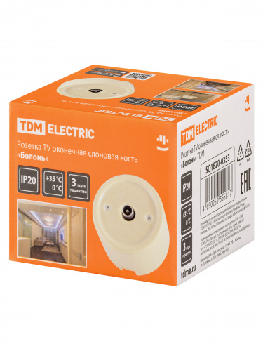 Розетка TDM TV оконечная сл. кость «Болонь» (1/72) (SQ1820-0353) фото 2 Розетка TDM TV оконечная сл. кость «Болонь» (1/72) (SQ1820-0353) фото 2