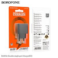 Блок питания сетевой 1 USB Borofone BAS11A Erudite, пластик, 2.1A, цвет: чёрный (1/76/304) (6941991104596)