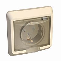 Розетка 1-м С/У ЭТЮД 16А IP44 250В с заземл. защ. шторки крем. Systeme Electric PC16-044K (1/14/84)